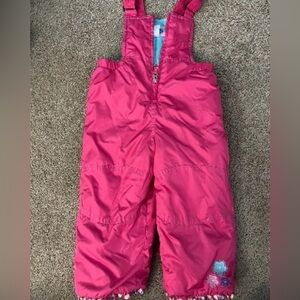 Girls' 9M Pink Floral Insulated Waterproof Snow Bib Overalls BON BEBE